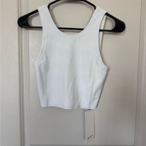 White Ribbed Tank Top